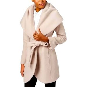 Tahari Marla Cutaway Wrap Coat with Oversized Collar